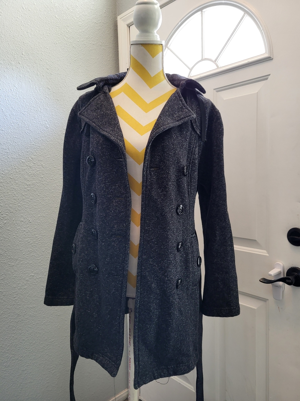 BCX Dark Gray Double-Breasted Trench Coat